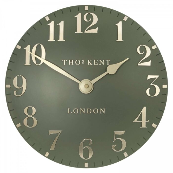 Thomas Kent - Arabic Lichen Green Mantel Clock - 12"